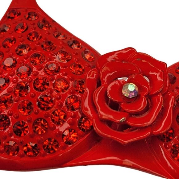 RED Bra Pendant Necklace, Rhinestones Pendant Long Necklace - Picture 4 of 9